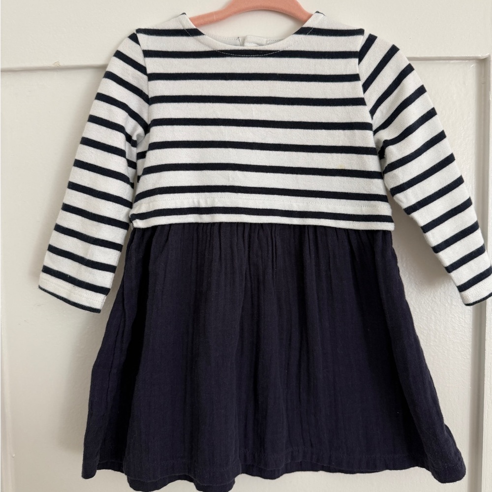 Petit Bateau Navy and White Striped Dress